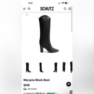 Schutz Maryana Block Heeled Boot in Crocodile Embossed Leather- black NWT